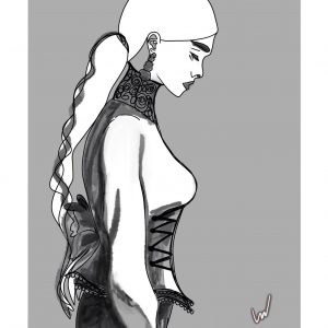 Illustration digitale - Guerrière impératrice NB