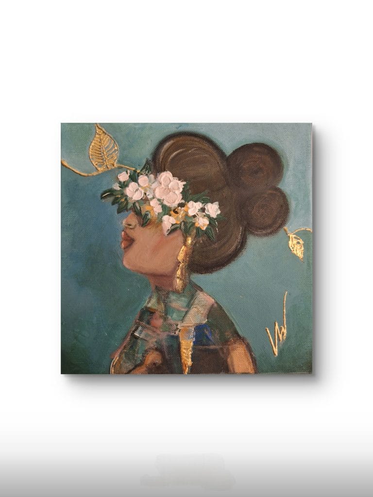 Toile originale - Brouillard fleuri - 20x20cm